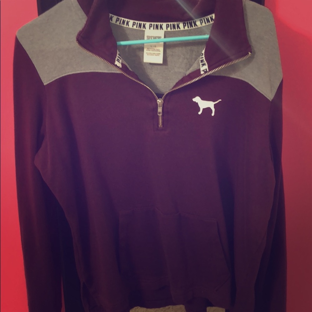 PINK maroon and gray quarter zip